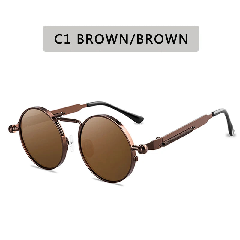 Metal Steampunk Sunglasses Men Women Fashion Round Glasses Brand Design Vintage Sunglasses High Quality UV400 Eyewear