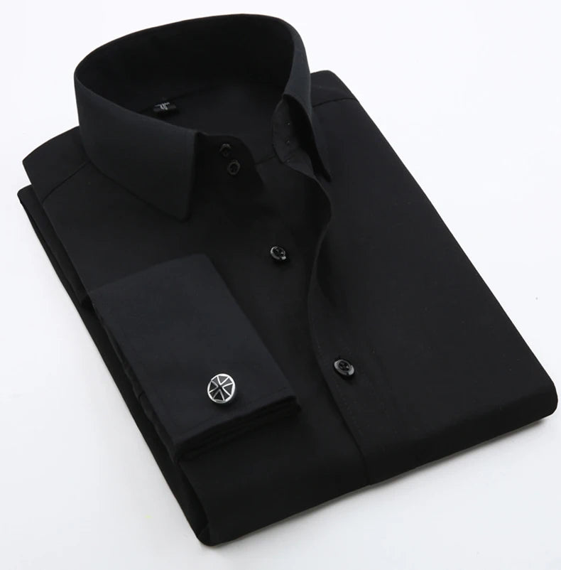 Slim‑Fit French Cuff Tuxedo Dress Shirt