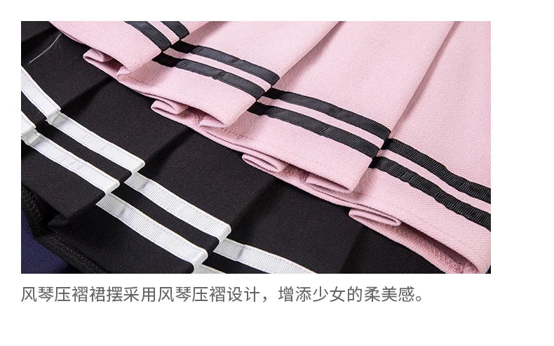 High‑Waist Elastic Patchwork Striped Pleated Mini Skirt