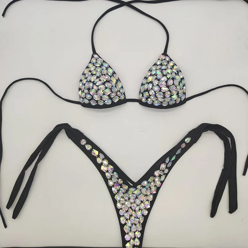 2020 venus vacation new bandage swimwear sexy women bikini set diamond rhinestone bathing suit beachwear