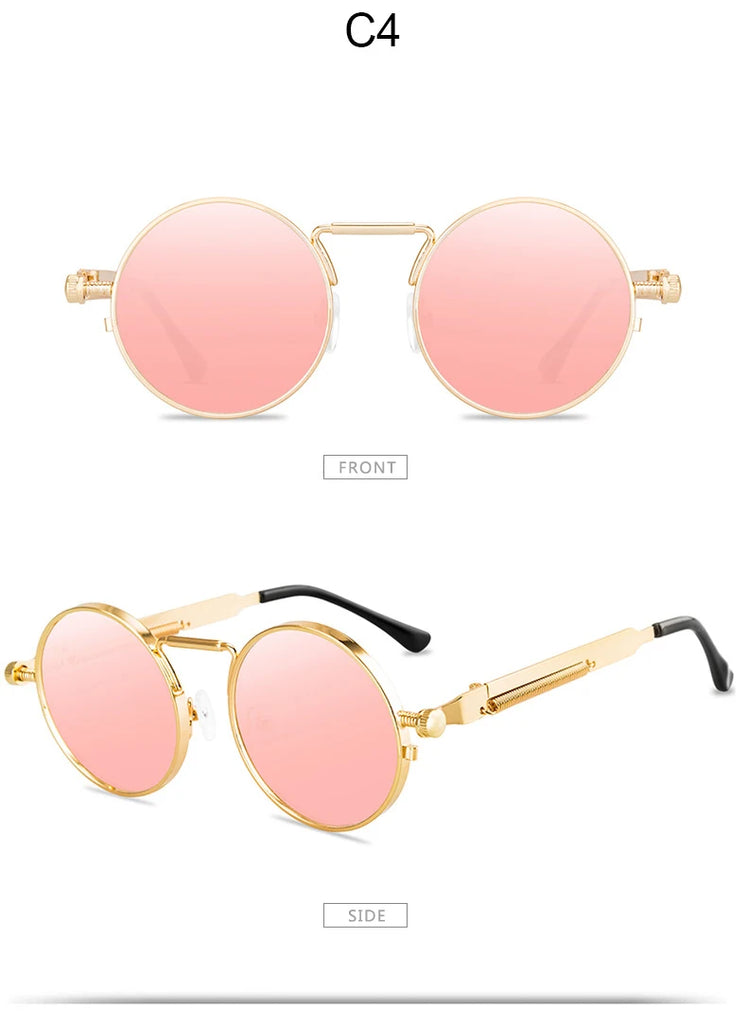 Metal Steampunk Sunglasses Men Women Fashion Round Glasses Brand Design Vintage Sunglasses High Quality UV400 Eyewear