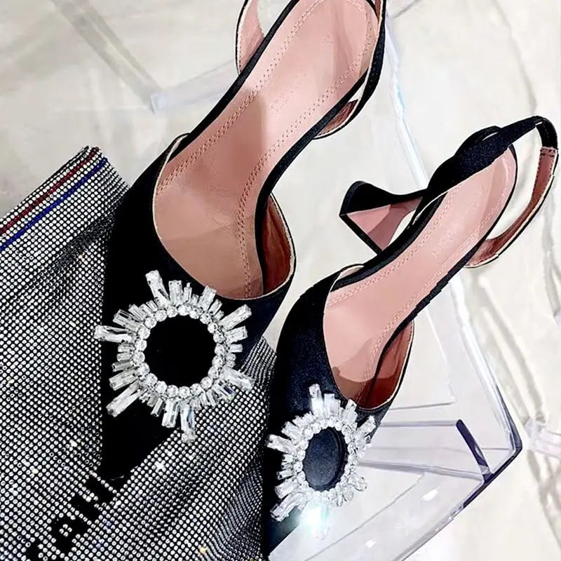 Luxury Women PumpsTransparent High Heels Sexy Pointed Toe Slip-on Wedding Party Brand Fashion Shoes For Lady Size 34-41