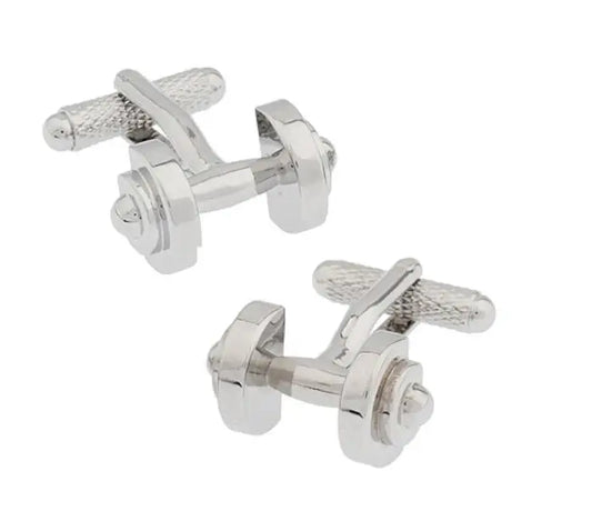 Men's Dumb-bell Cuff Links Quality Brass Material Silver Color Sport Design Cufflinks Wholesale & Retail