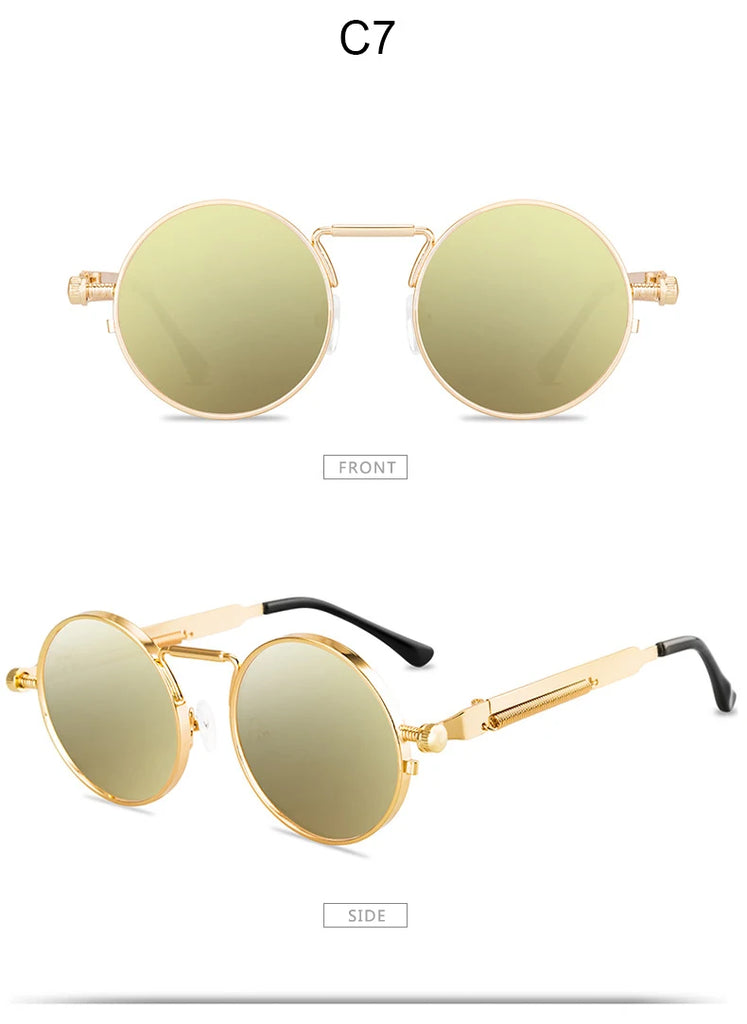 Metal Steampunk Sunglasses Men Women Fashion Round Glasses Brand Design Vintage Sunglasses High Quality UV400 Eyewear
