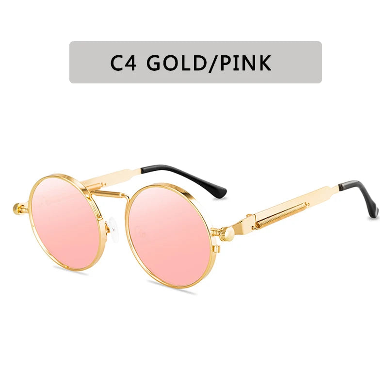 Metal Steampunk Sunglasses Men Women Fashion Round Glasses Brand Design Vintage Sunglasses High Quality UV400 Eyewear