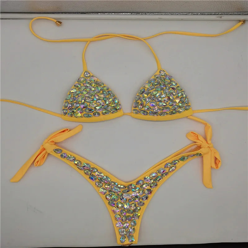 2020 venus vacation new bandage swimwear sexy women bikini set diamond rhinestone bathing suit beachwear