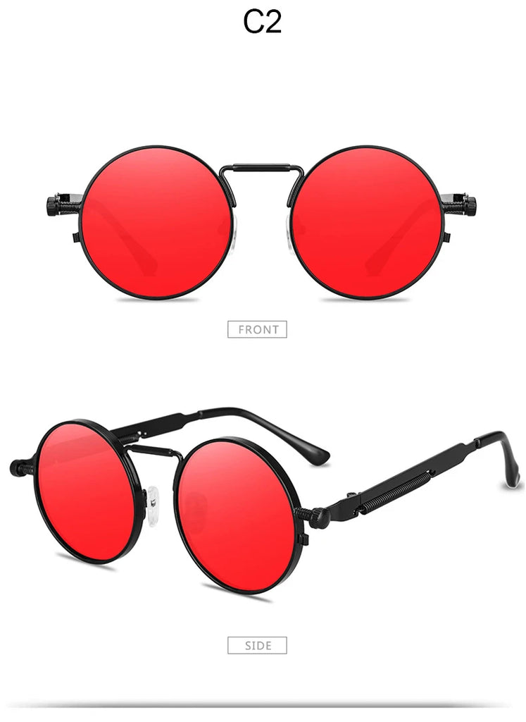 Metal Steampunk Sunglasses Men Women Fashion Round Glasses Brand Design Vintage Sunglasses High Quality UV400 Eyewear