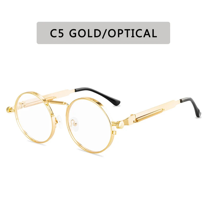Metal Steampunk Sunglasses Men Women Fashion Round Glasses Brand Design Vintage Sunglasses High Quality UV400 Eyewear