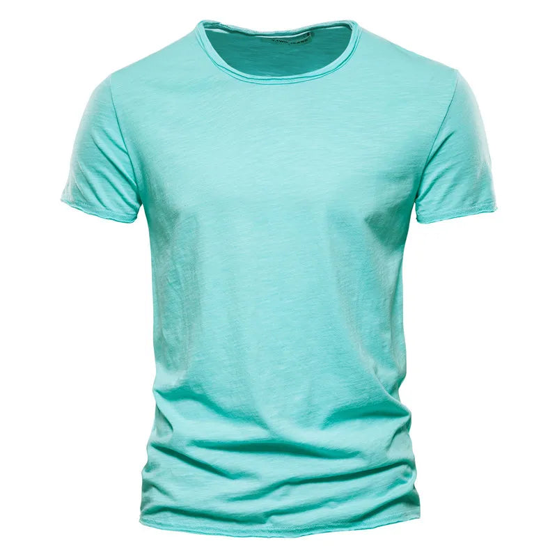 Men’s 100% Cotton Thin Summer T‑Shirt – Soft Breathable O‑Neck Casual Fitness Top
