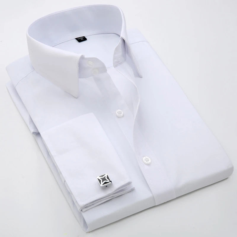 Slim‑Fit French Cuff Tuxedo Dress Shirt