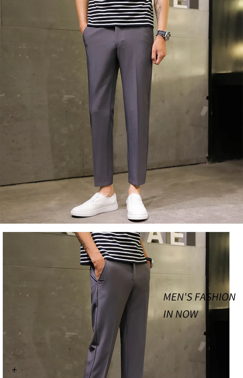 Men’s Spring Summer Ankle‑Length Straight Pants