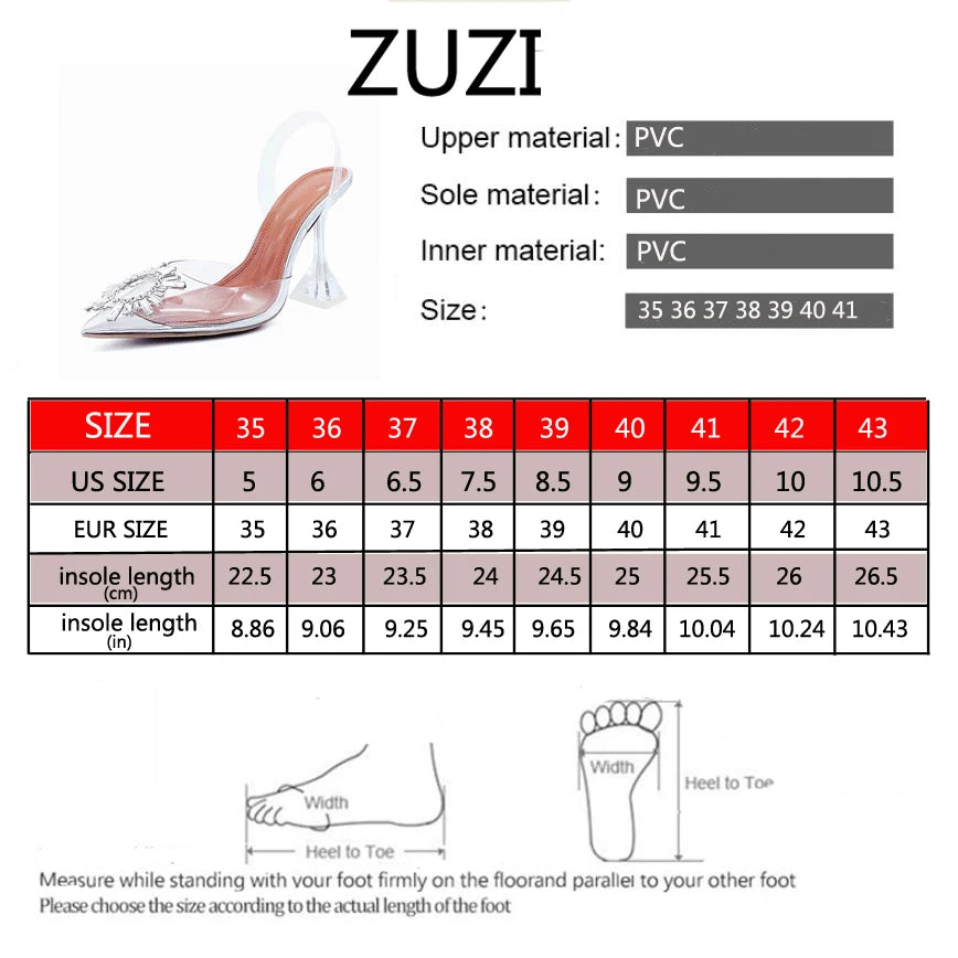 Luxury Women PumpsTransparent High Heels Sexy Pointed Toe Slip-on Wedding Party Brand Fashion Shoes For Lady Size 34-41