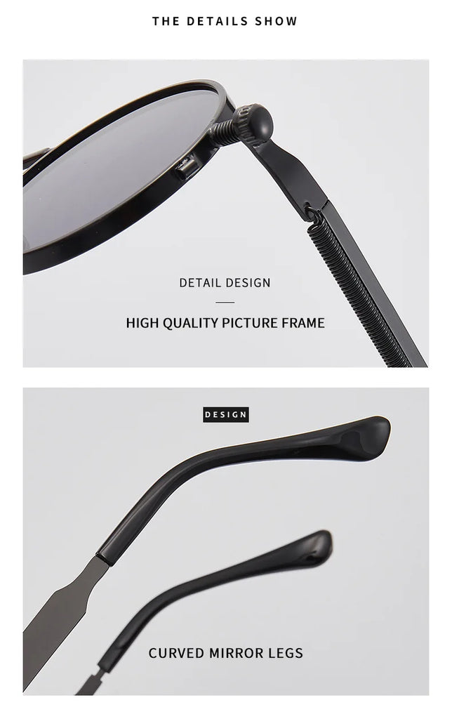 Metal Steampunk Sunglasses Men Women Fashion Round Glasses Brand Design Vintage Sunglasses High Quality UV400 Eyewear