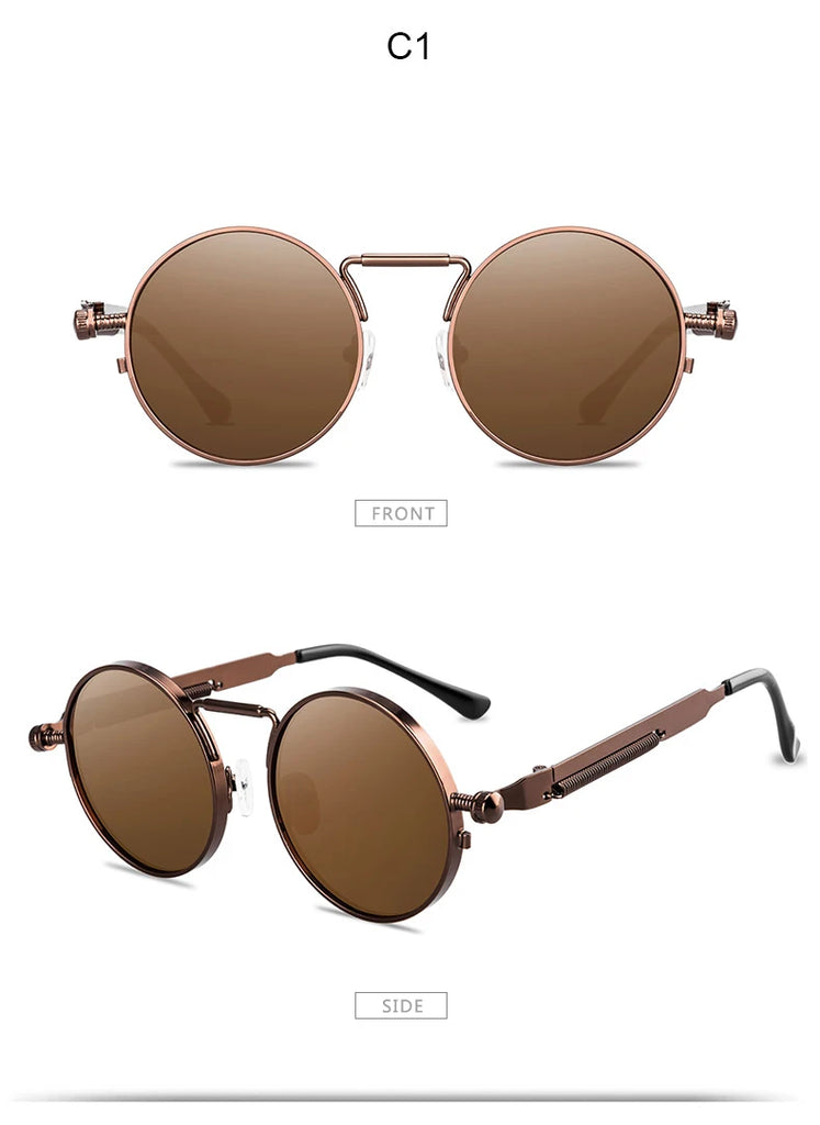 Metal Steampunk Sunglasses Men Women Fashion Round Glasses Brand Design Vintage Sunglasses High Quality UV400 Eyewear