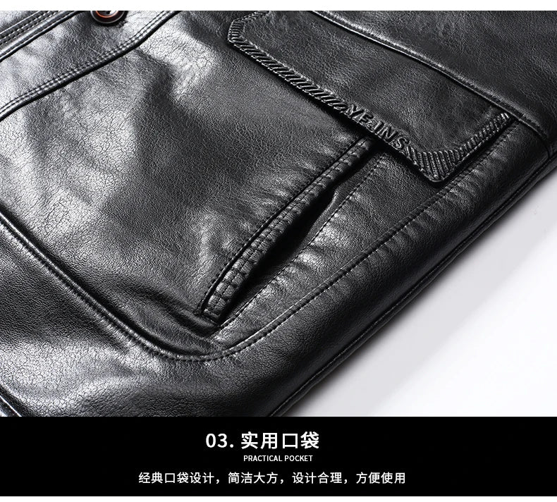 YX-838 Natural Leather Men's Autumn and Winter Sheepskin Casual Lapel Mid Length Business Leather Down Jacket Plus Size