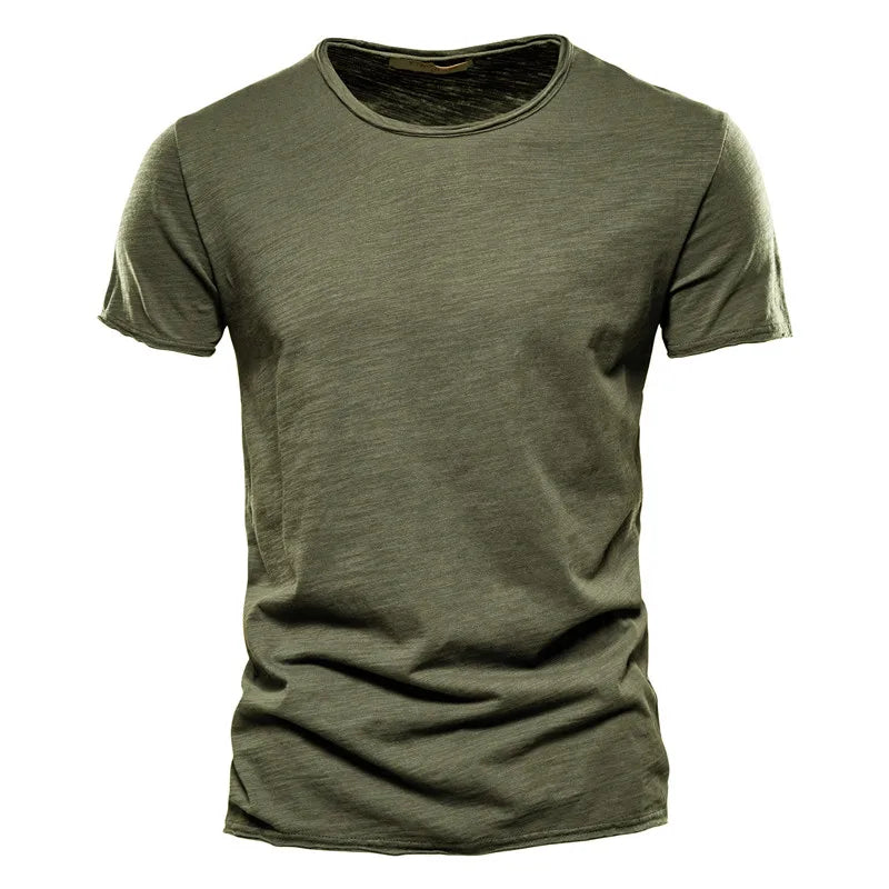 Men’s 100% Cotton Thin Summer T‑Shirt – Soft Breathable O‑Neck Casual Fitness Top