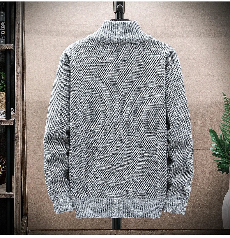 Men’s Winter Fleece‑Lined Zipper Cardigan