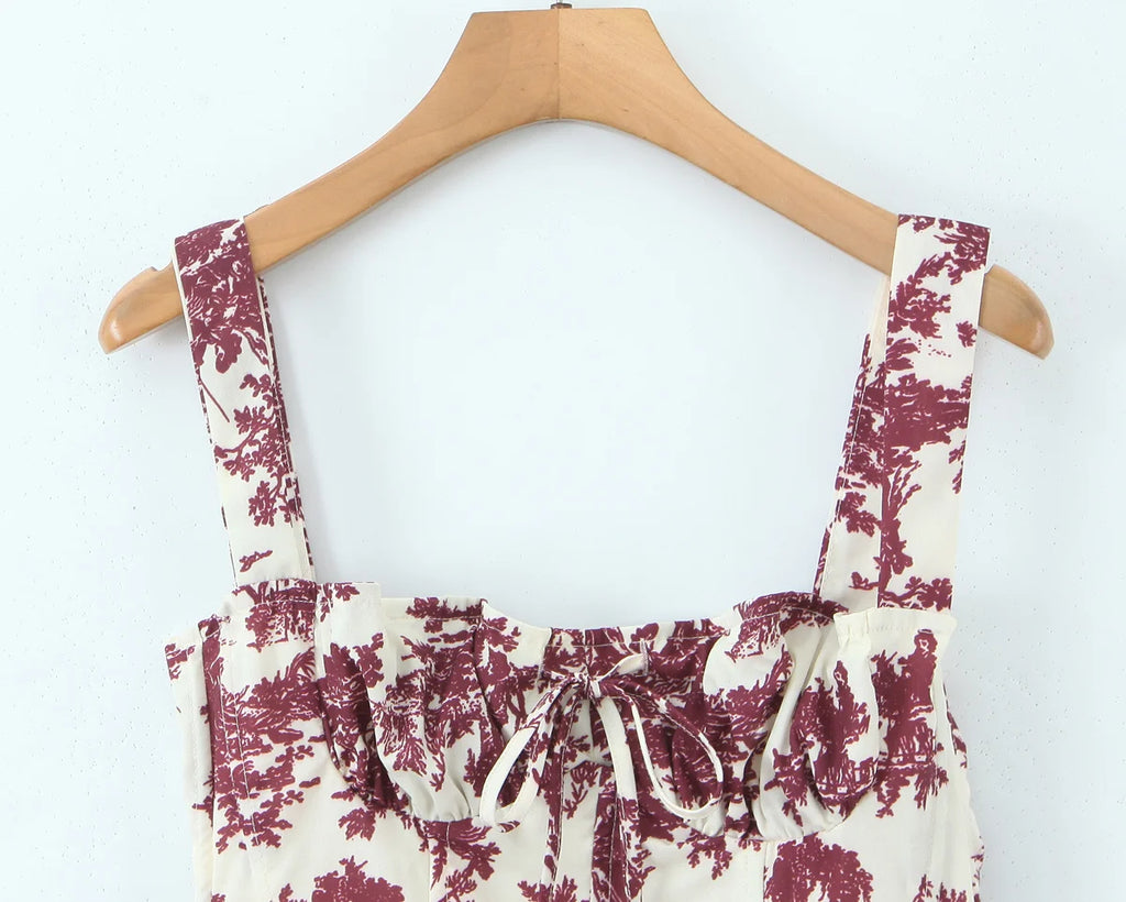 KAR&OT ZA 2025 New Women's American Hot Girl Style Floral Slim Fit Camisole Top 7466