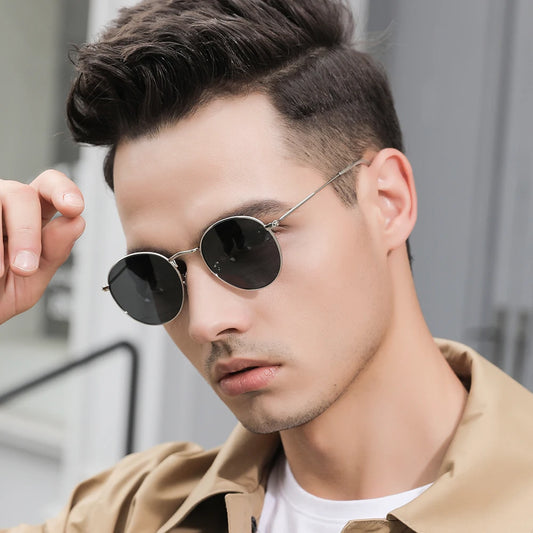 Retro Men Sunglasses Fashion Round Unisex Brand Designer Sun Glasses Polarized Coating UV400 Female Eyewear For Male Women V3448