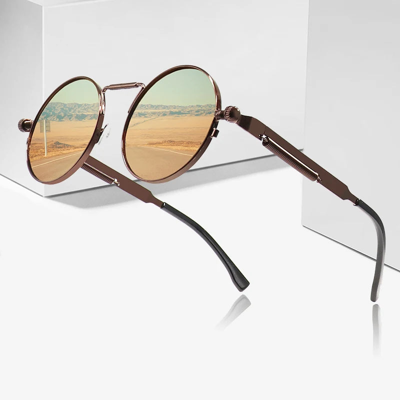 Metal Steampunk Sunglasses Men Women Fashion Round Glasses Brand Design Vintage Sunglasses High Quality UV400 Eyewear