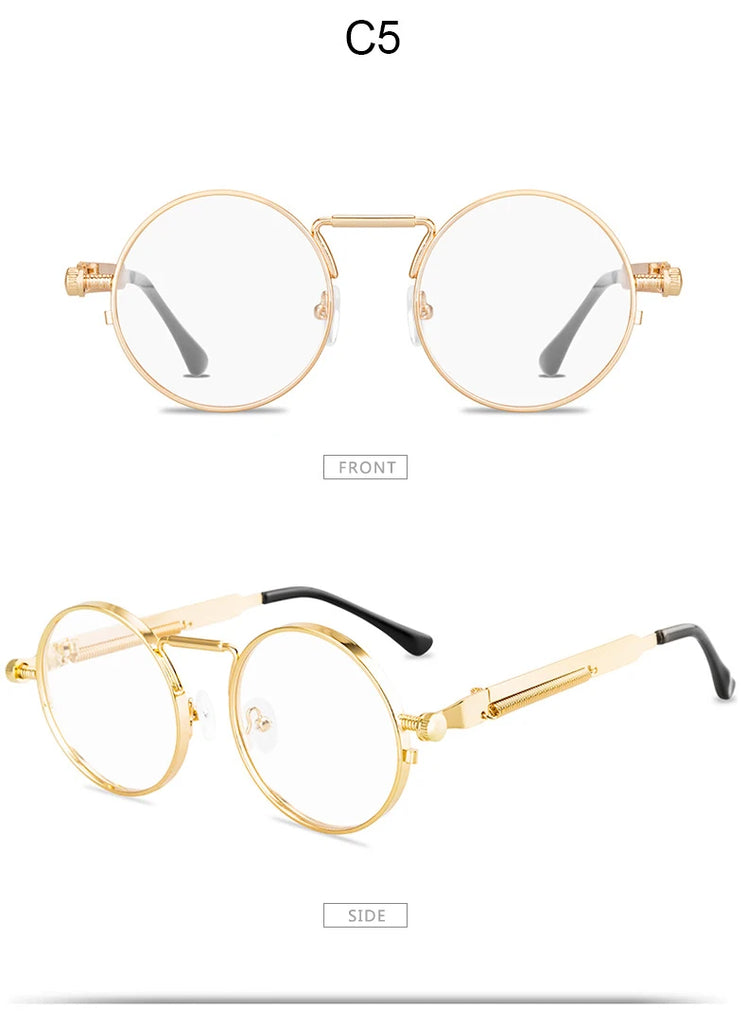 Metal Steampunk Sunglasses Men Women Fashion Round Glasses Brand Design Vintage Sunglasses High Quality UV400 Eyewear