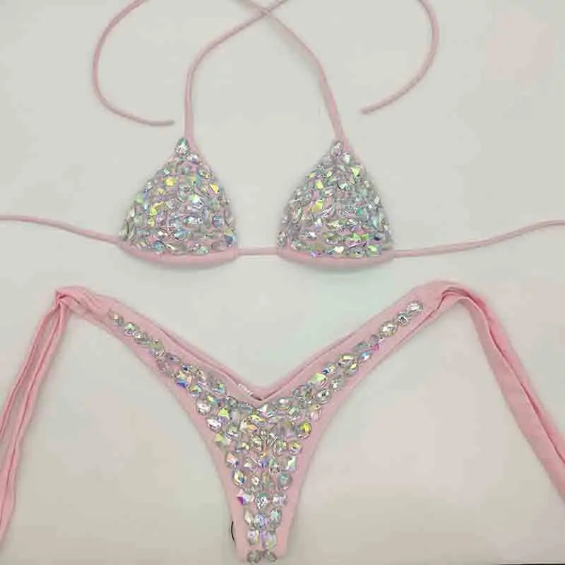 2020 venus vacation new bandage swimwear sexy women bikini set diamond rhinestone bathing suit beachwear