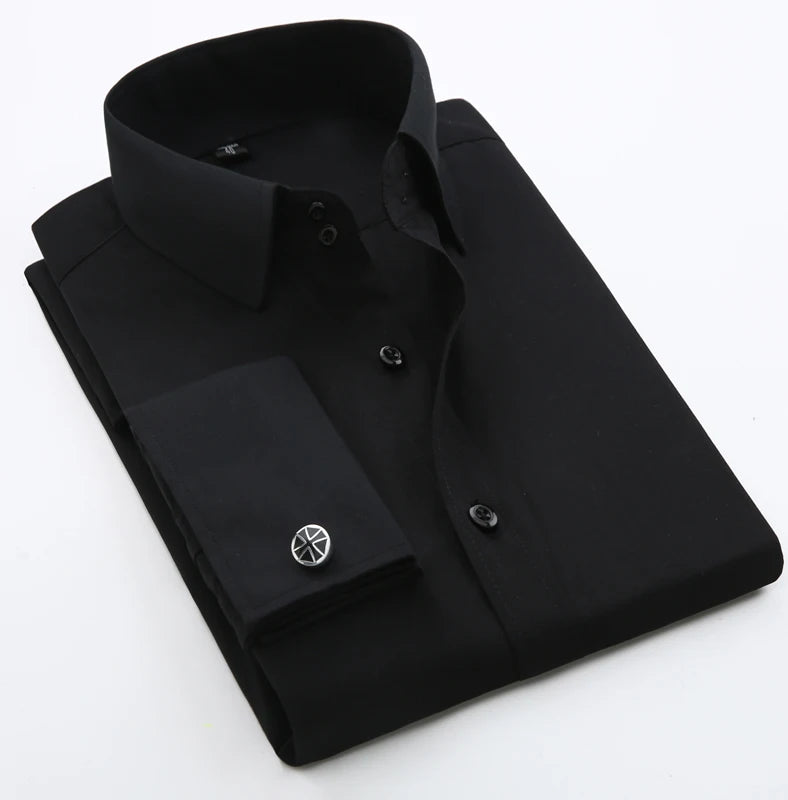 Slim‑Fit French Cuff Tuxedo Dress Shirt