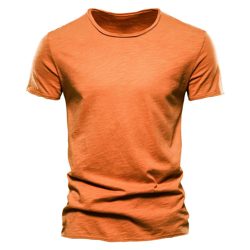 Men’s 100% Cotton Thin Summer T‑Shirt – Soft Breathable O‑Neck Casual Fitness Top