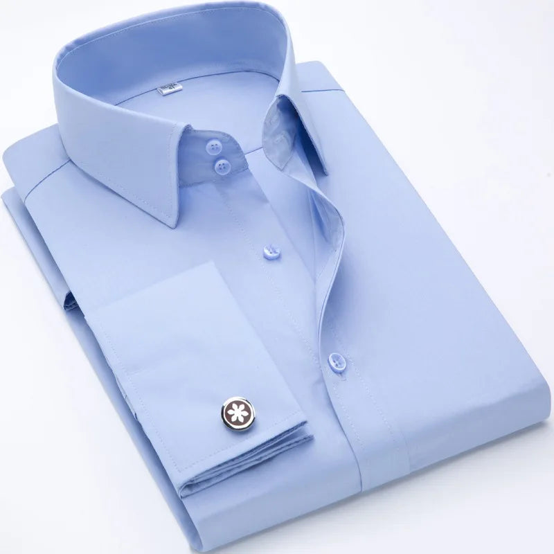 Slim‑Fit French Cuff Tuxedo Dress Shirt