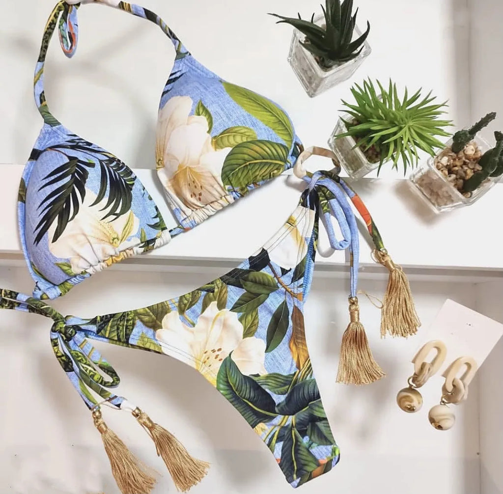 2022 Bikini Set Women Swimwear Push Up Swimsuit Bottom Print Brazilian Biquini Bathing Suit Swim Wear Beach
