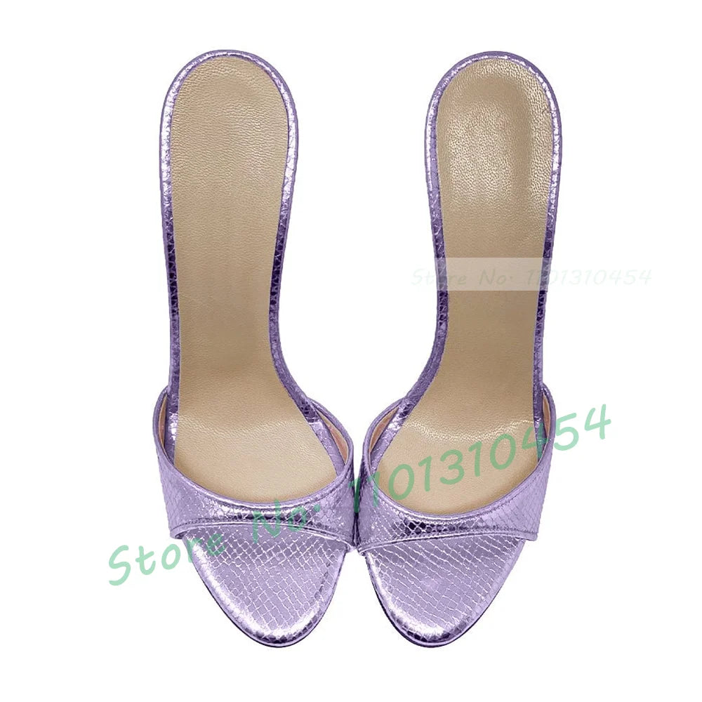 Snake‑Print Open‑Toe Stiletto Slides