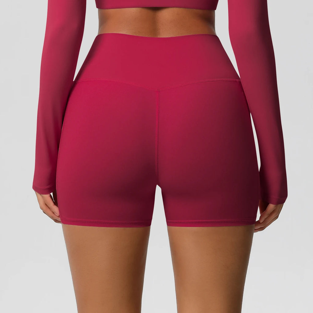 Women’s Seamless High Waist Sports Shorts with Pockets