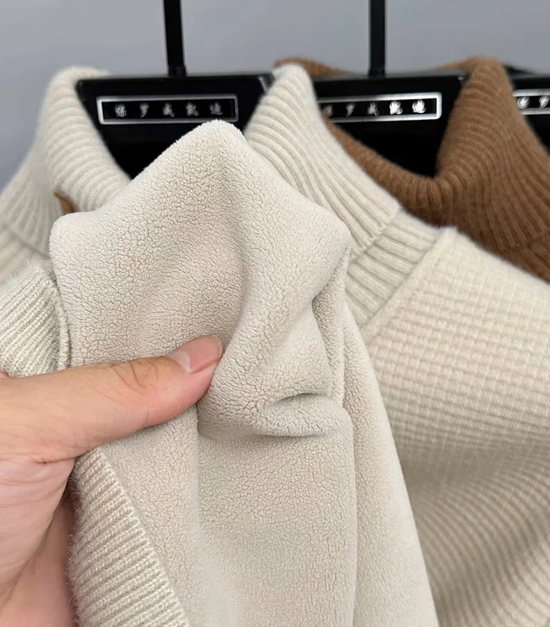 Luxury High‑Neck R‑Embroidery Sweater
