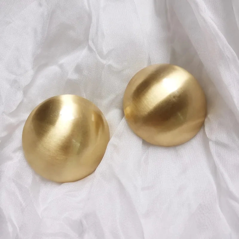 Big Round Frosted Gold Stud Earring for Women