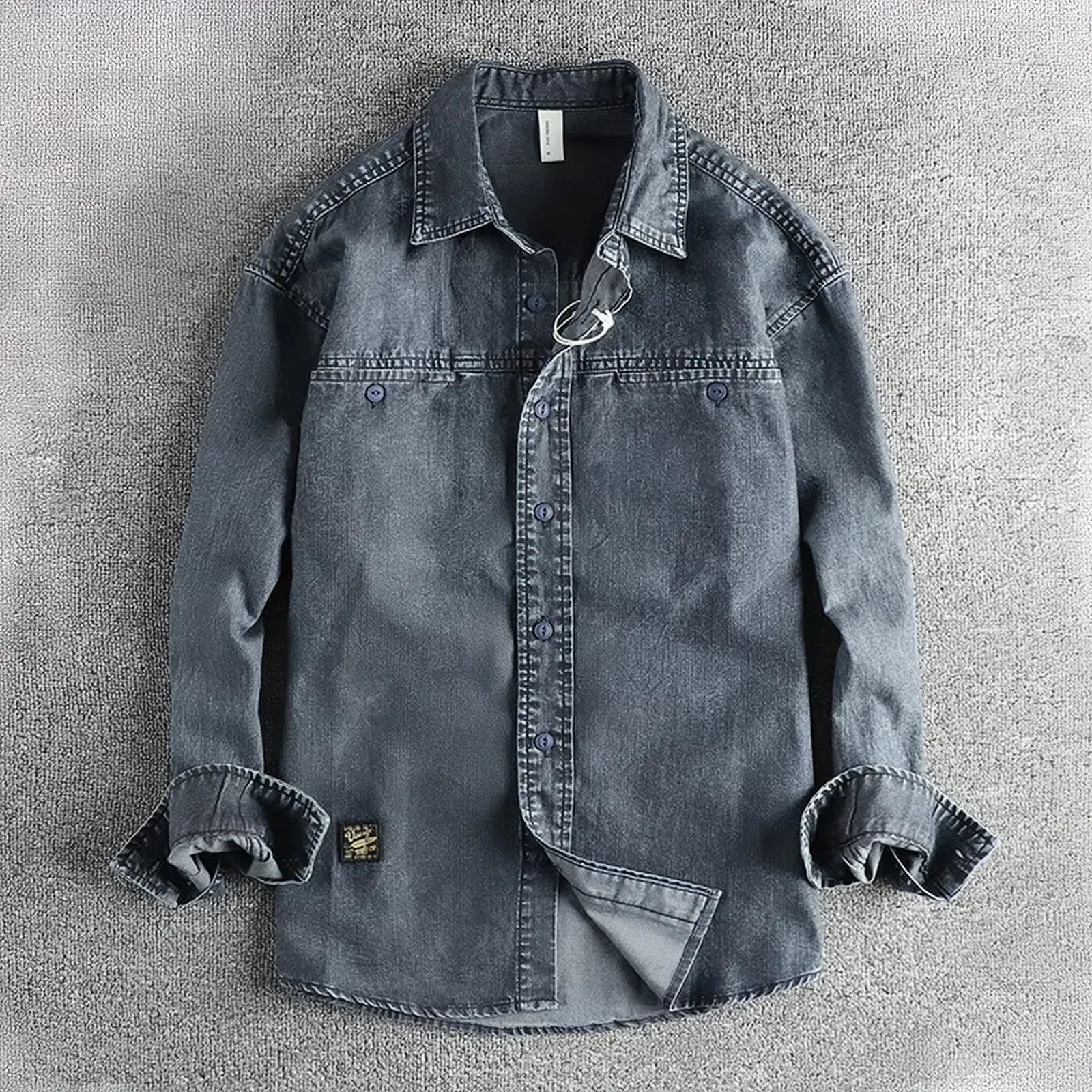 Heavy‑Washed Vintage Denim Shirt