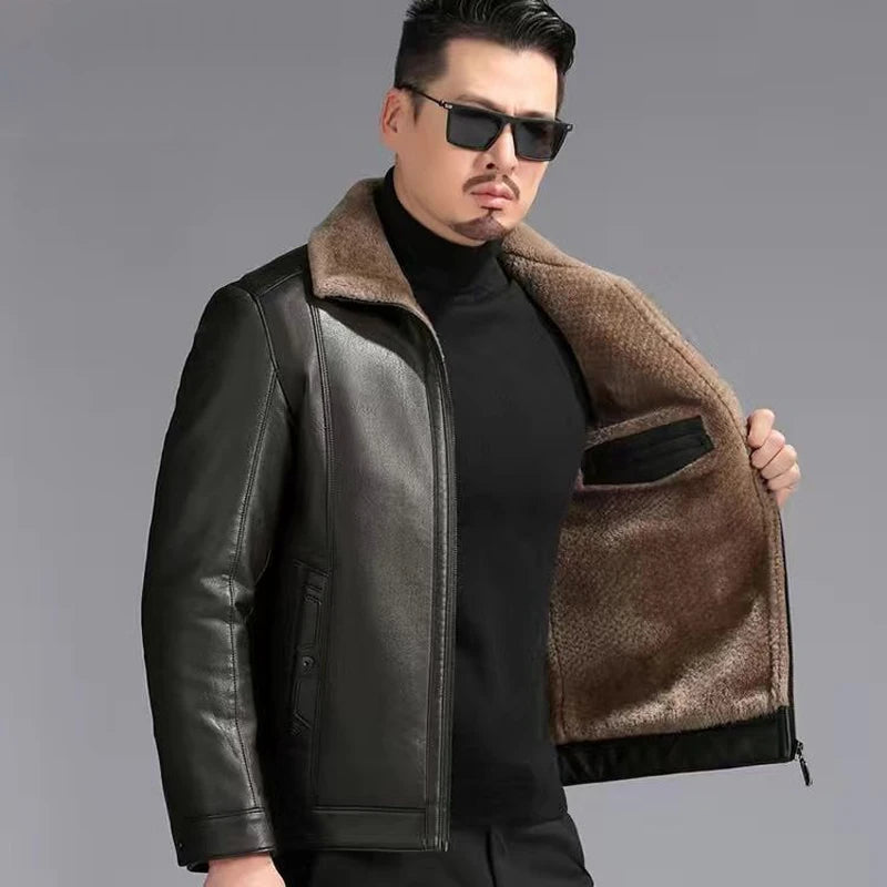Genuine Sheepskin Leather Fur Jacket