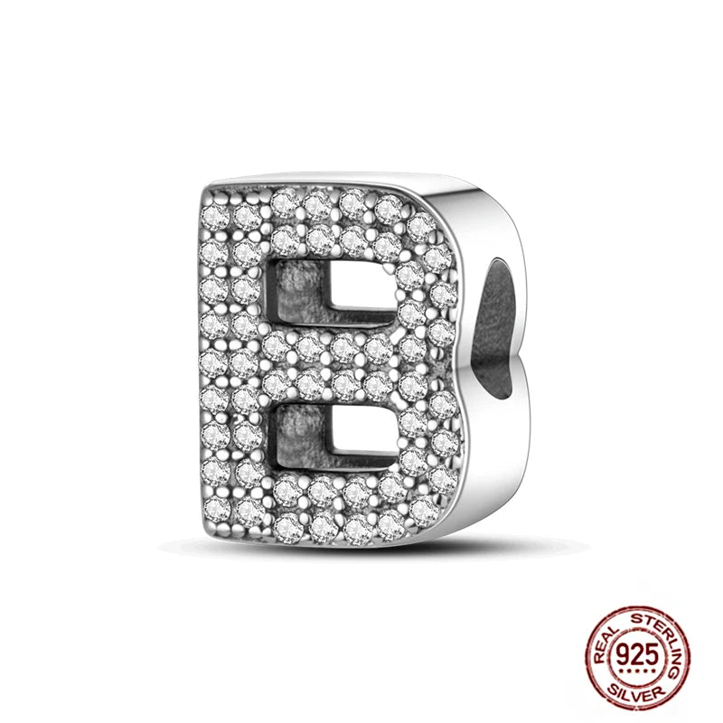 Fit Pendant Original Bracelets Charms Plata De Ley 925 Silver 26 A-Z Alphabet Letters Charm Beads For Women DIY Birthday Jewelry