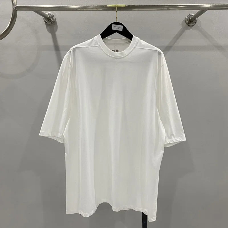 HKSH Spring Summer New Men's Tide Streetwear Cotton Solid Color Loose RO Style Short Sleeves Large Tees Chic Dark T-shirt HK2008