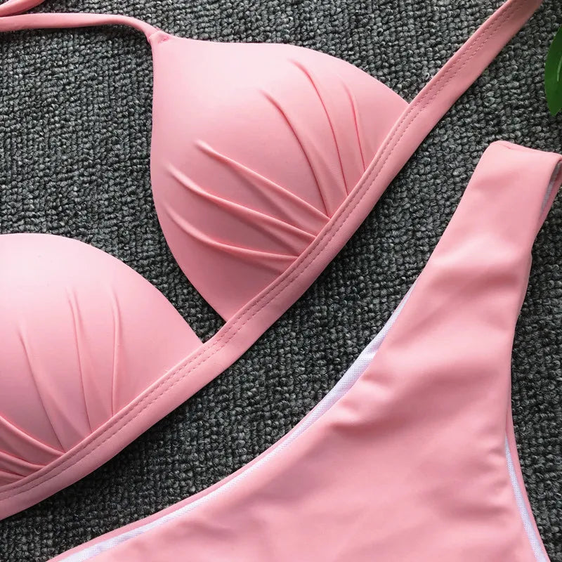 Halter Bra‑Cup Push‑Up Bikini