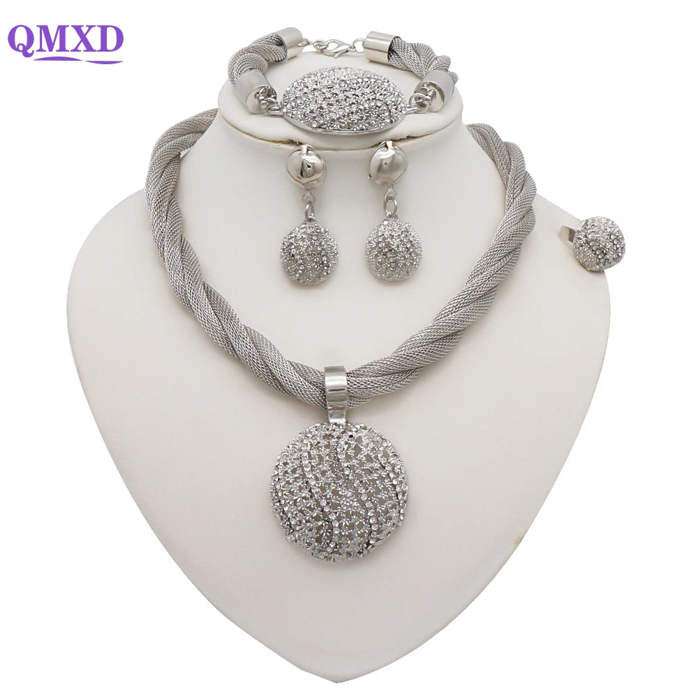 New Design Fine Jewelry Sets Dubai African Gold Color Jewelry Sets Wedding For Women Necklace Set Indian Costume Jewelry Gifts