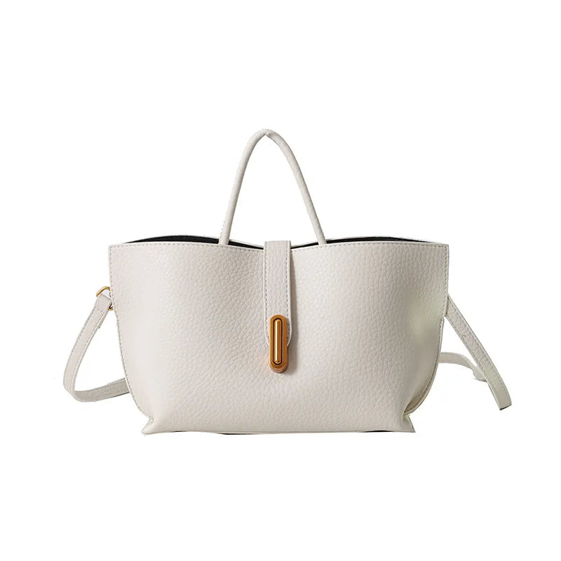 Fashion Ladies Handbags New Lychee Leather Tote Bag Versatile Evening Bag Commuter Simple Shoulder Bag Simple Messenger Bag