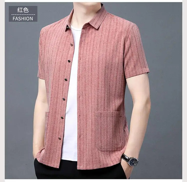 Gray Textured Short‑Sleeve Shirt