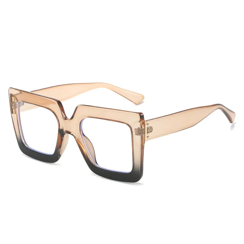 Unique Purple Green Glasses Frame Women New Fashion Oversized Square Computer Eyeglasses Shades Retro Female Clear Lens Eyewear