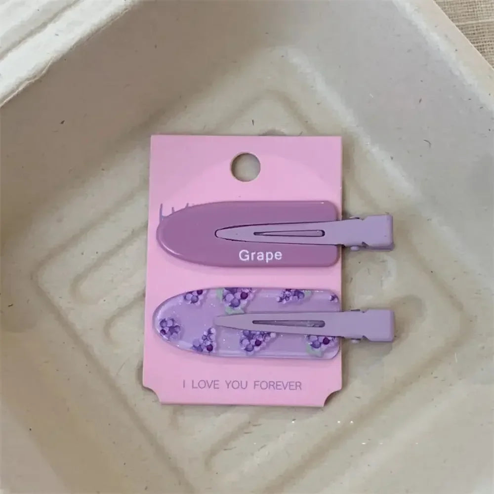 Geometry Traceless Hairpin Cute Cherry Bangs Clip Fruit Hairpin Duckbill Clip Korean Style Makeup Hair Clip Kids