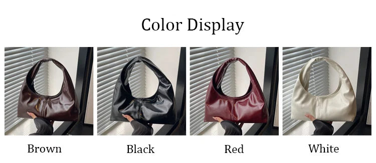 Fashion Leather Underarm Bags Women Temperament Clutch Handbags Shoulder Bag Ladies Trendy Simple Female Vintage Totes Hobos Bag