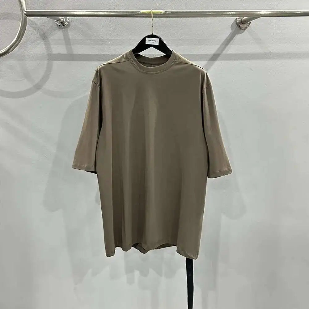 HKSH Spring Summer New Men's Tide Streetwear Cotton Solid Color Loose RO Style Short Sleeves Large Tees Chic Dark T-shirt HK2008