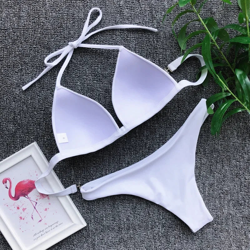 Halter Bra‑Cup Push‑Up Bikini