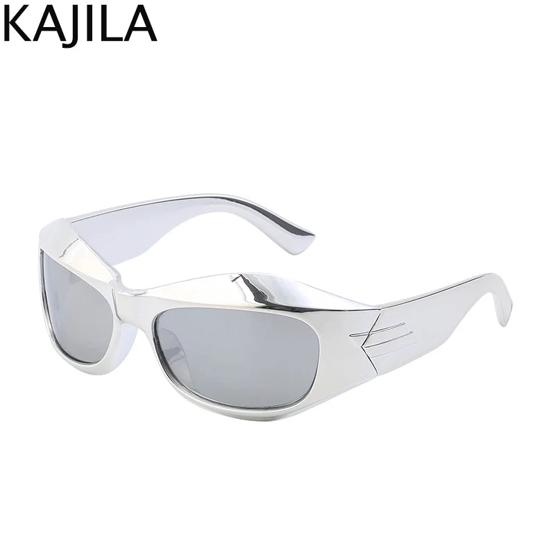 Cyber Y2K Punk Sunglasses Women Men Sports Square Sun Glasses for Ladies 2025 Luxury Brand Steampunk Sliver Eyewear Shades UV400