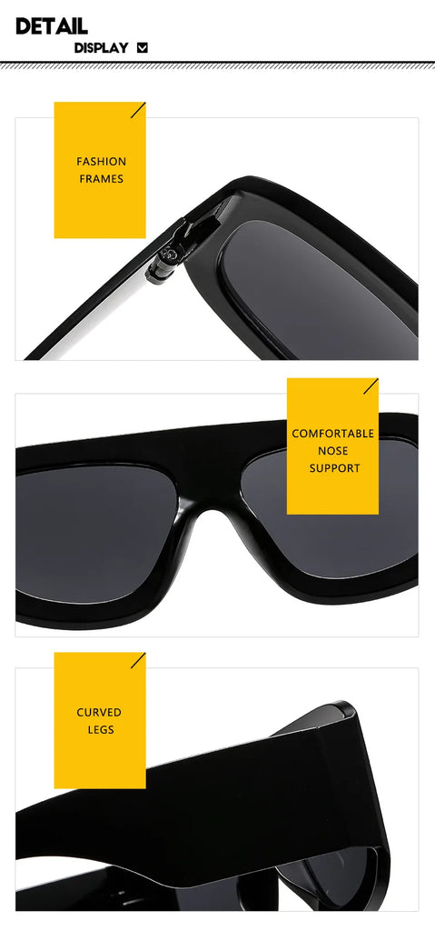 Vintage Exaggerated Square Sunglasses — Unisex Retro Rectangle Eyewear for Women & Men