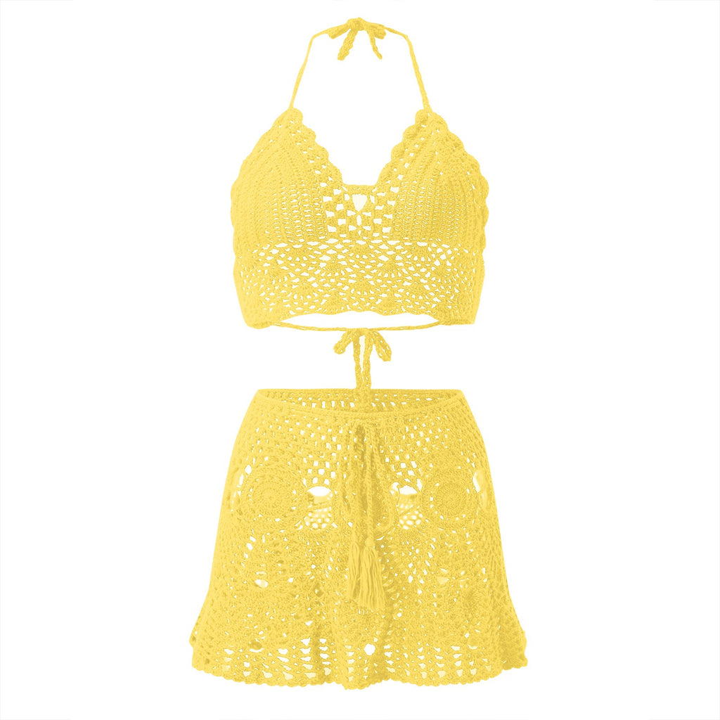 Women’s Crocheted Hollow‑Out Bikini Set – Two‑Piece Summer Swimwear, Beachwear Biquini